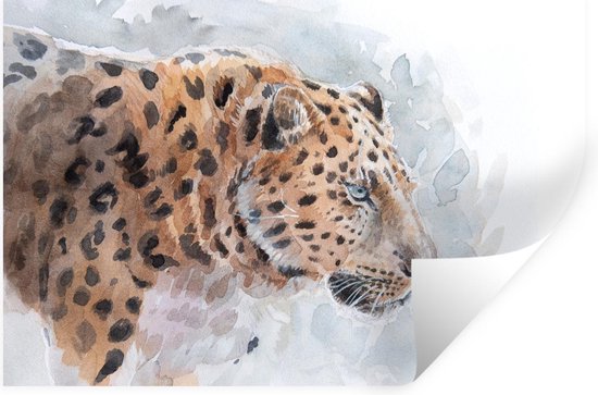 Stickers muraux - Léopard - Aquarelle - Blauw - 60x40 cm - Feuille adhésive