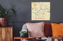 Carte murale de Dordrecht avec routes et voies navigables en orange, vert et beige.