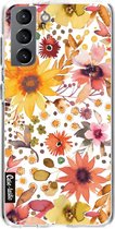 Casetastic Samsung Galaxy S21 4G/5G Hoesje - Softcover Hoesje met Design - Flowers Gold Print