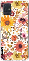 Casetastic Samsung Galaxy A51 (2020) Hoesje - Softcover Hoesje met Design - Flowers Gold Print