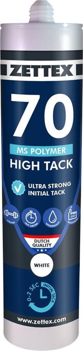 Zettex Polymeer Ms70 High Tack Zwart 290Ml