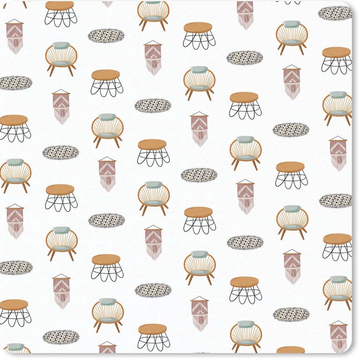 Muismat 30x30 cm - Mousepad Woonkamer - Kleur - Patroon - Muismatten
