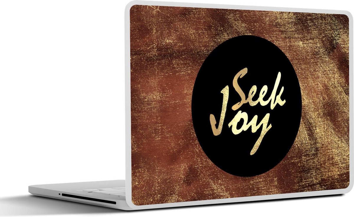 Laptop sticker - 15.6 inch - Quotes - Geluk - Goud - Bruin - 36x27,5cm - Laptopstickers - Laptop skin - Cover