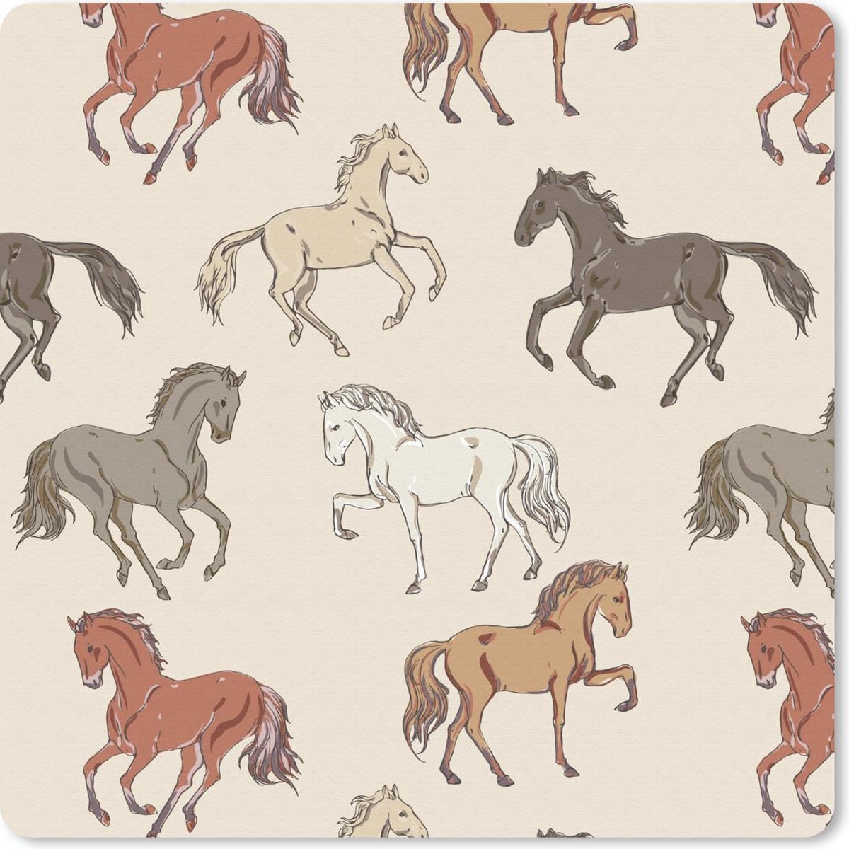 Muismat 30x30 cm - Mousepad Paarden - Roze - Patroon - Meisjes - Kinderen - Meiden - Muismatten