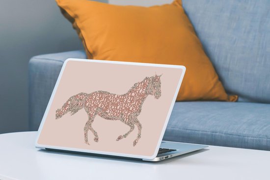 Sticker pour ordinateur portable - 12,3 pouces - Cheval - Lettres - Rose