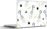 Laptop sticker - 12.3 inch - Apen - Fruit - Wit - 30x22cm - Laptopstickers - Laptop skin - Cover