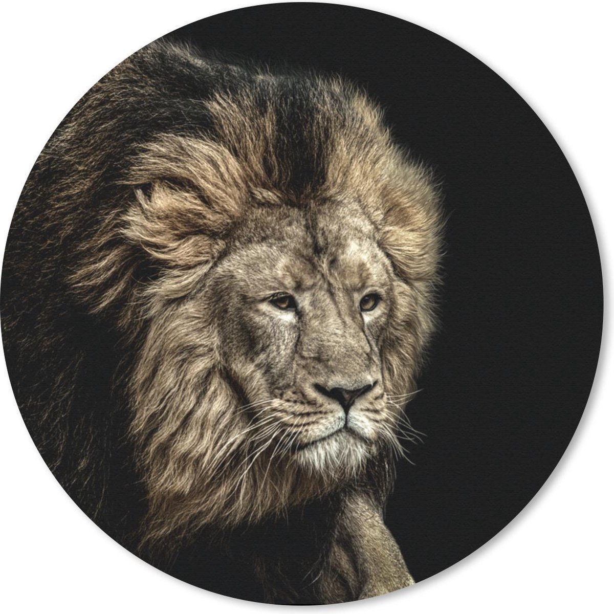 Muismat rond 30x30 cm - Mousepad Leeuw - Dieren - Zwart - Ronde muismatten