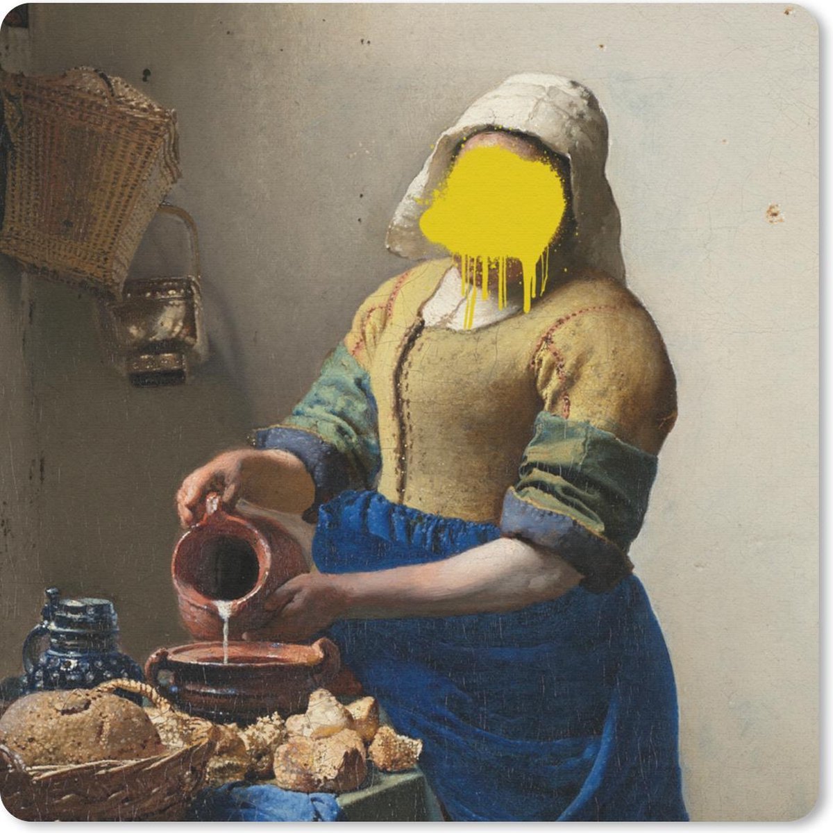 Muismat 20x20 cm - Mousepad Het melkmeisje - Vermeer - Kunst - Muismatten