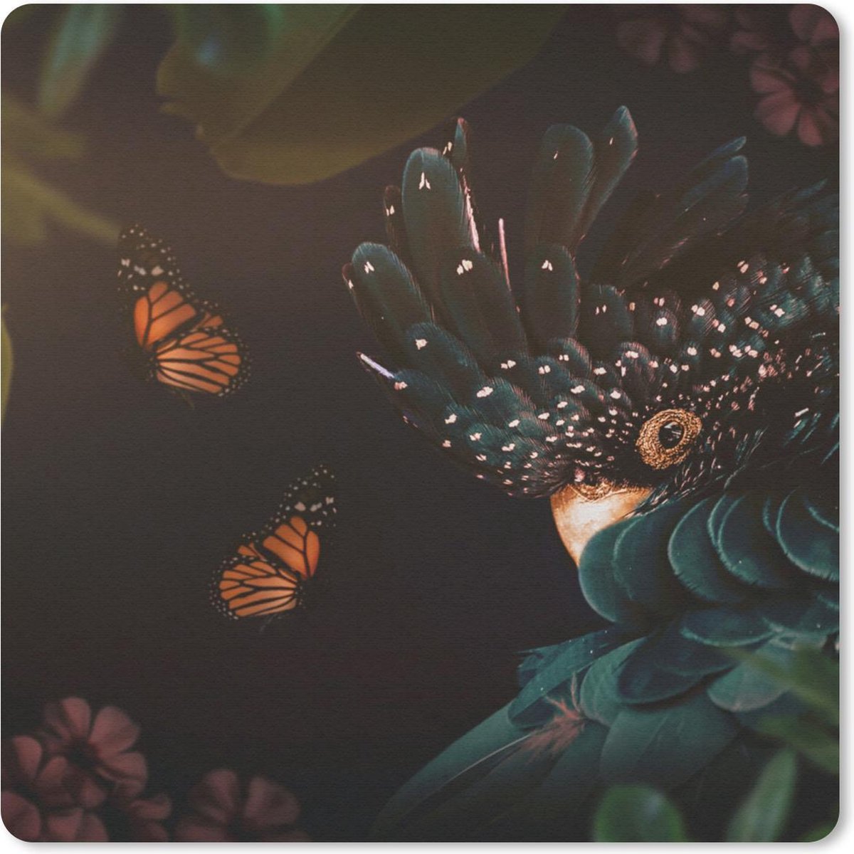 Muismat 20x20 cm - Mousepad Vlinders - Planten - Jungle - Muismatten
