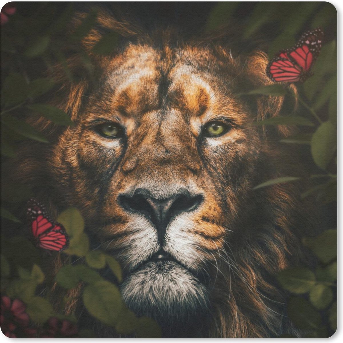 Muismat 20x20 cm - Mousepad Vlinder - Leeuw - Planten - Muismatten