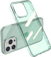 Schokbestendige TPU + enkelzijdige glazen beschermhoes voor iPhone 13 Pro (doorschijnend groen)