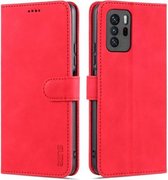 Voor Xiaomi Redmi Note 10 Pro 5G AZNS Huid Voelen Kalf Textuur Horizontale Flip Lederen Case met Kaartsleuven & Houder & Portemonnee (Rood)
