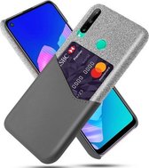 Voor Huawei P40 Lite E/7P Doek Textuur PC + PU lederen achterkant Schokbestendig hoesje met kaartsleuf (grijs)