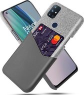Voor OnePlus Nord N10 5G Doek Textuur PC + PU lederen achterkant Schokbestendig hoesje met kaartsleuf (grijs)