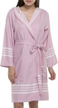 Hamam Badjas Sun Rose Pink -  XL/XXL - korte sauna badjas met capuchon - korte ochtendjas - korte duster - dunne badjas - unisex badjas