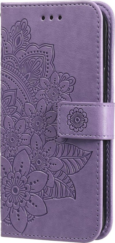 Étui pour iPhone 11 avec motif - Porte-cartes - Portefeuille - Imprimé fleuri - Apple iPhone 11 - Violet