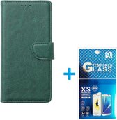 Portemonnee Book Case Hoesje + 2x Screenprotector Glas Geschikt voor: Oppo Find X3 Pro - groen