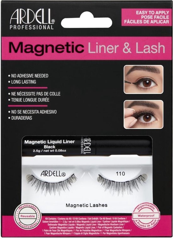 Foto: Ardell magnetic liquid eyeliner lash 110 nepwimpers met magnetische eyeliner natuurlijke volume korte lengte afgeronde wimperstijl