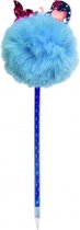 Fluffy balpen met zeemeermin blauw 28,5 cm
