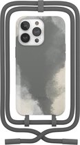 Woodcessories hange Case Batik 2 in 1 Bio - Geschikt voor iPhone 13 Pro Max - Afneembaar nekkoord - Duurzaam - Eco vriendelijk - Gemaakt van bio-materialen - Anthracite Grey