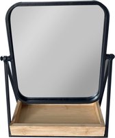 Make up spiegel vierkant dubbelzijdig metaal zwart 21 x 8 x 29 cm - Opmaken - Cosmeticaspiegels - Dubbelzijdige spiegels