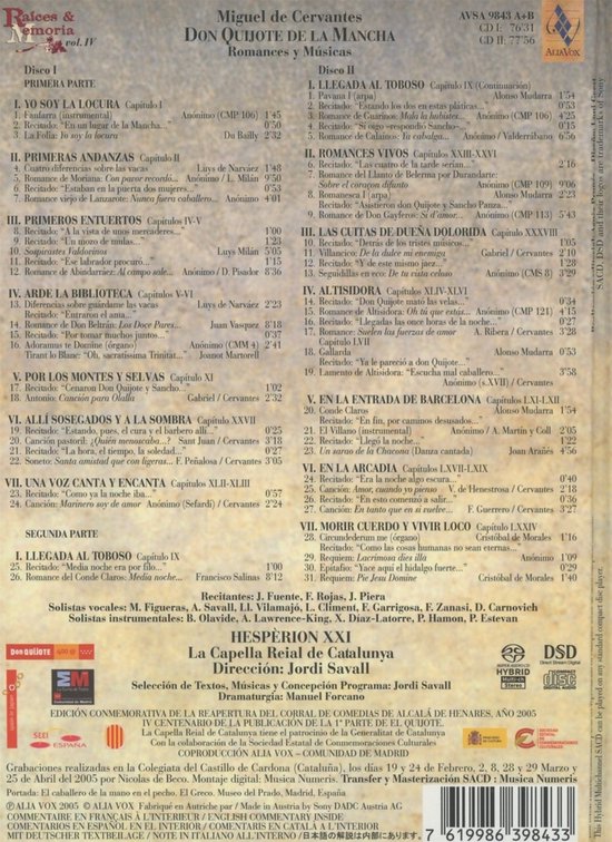Capella Reial Hesperion XXI - Don Quijote De La Mancha (Super Audio CD) - Capella Reial Hesperion Xxi