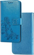 iPhone XR Book Case Hoesje met Patroon - Pasjeshouder - Portemonnee - Bloemenprint - Apple iPhone XR - Blauw