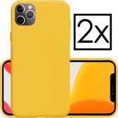 Hoes Geschikt voor iPhone 11 Pro Hoesje Cover Siliconen Back Case Hoes - Geel - 2x