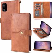 Samsung Galaxy S10 Luxe Book Case Hoesje met Koord - PU Leer - Pasjeshouder - Magnetische Sluiting - Samsung Galaxy S10 - Bruin