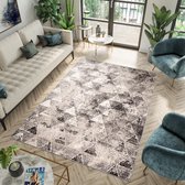 Tapiso Fiesta Vloerkleed Woonkamer Slaapkamer Creme Grijs Diamond Modern Design Abstract Sfeervol  Hoogwaardig Duurzaam Tapijt Maat - 200x300