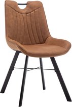 Eetkamerstoel Matz - Cognac - Metaalpoot - Microvezel Eetkamerstoel Matz - Cognac - Metaalpoot - Microvezel