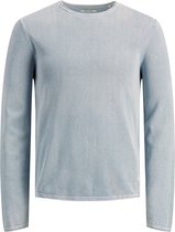 JACK & JONES slim fit trui katoen - O-hals - verwassen lichtblauw -  Maat: XXL