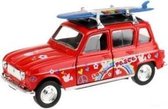 Welly Renault 4 met surfplank rood 12 cm