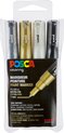foto van Posca stiften set 1MC wit/zwart/goud/zilver