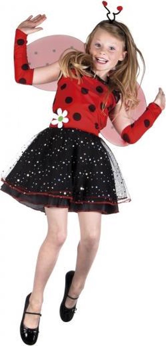 Afbeelding van product Merkloos / Sans marque  verkleedpak lieveheersbeestje meisjes rood/zwart mt 152-164  - maat 146/152