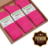 Premium Quality Bamboe Sokken 80% - 3 paar - Kleur Roos - Maat 43/46 - Damessokken - Herensokken