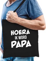 Hoera ik word papa - cadeau katoenen tas zwart voor heren - Cadeau aanstaande papa