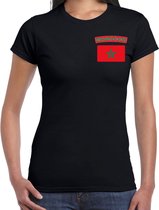 Morocco t-shirt met vlag zwart op borst voor dames - Marokko landen shirt - supporter kleding XS