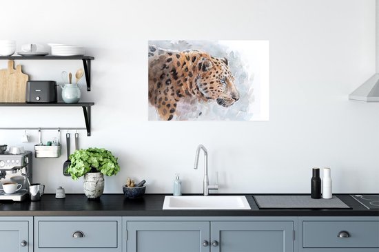 Affiche Léopard - Aquarelle - Blauw - 60x40 cm
