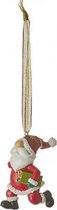 ornament kerstman 17 x 8 cm keramiek rood/groen