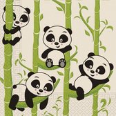 servetten Panda 33 cm papier groen/zwart 20 stuks