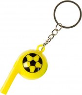 sleutelhanger voetbalfluitje 6 cm geel
