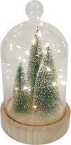 kerststolp led 22 cm hout/glas transparant