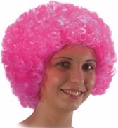 pruik afro 32 cm synthetisch roze one-size