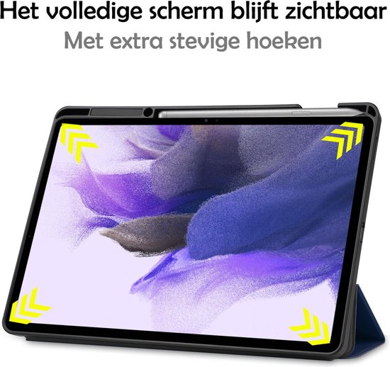 Samsung Tab S7 FE Case Luxe Case Book Case With Cutout S Pen - Samsung Galaxy Tab S7 FE 12,4 pouces - Blauw foncé