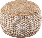 Sunfield Jute Ronde Poef | 50x50 cm | decoratieve kruk natuurlijke |vloerkussen | Bruin