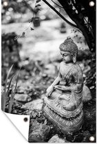 Affiche de jardin Bouddha - Nature - Zwart - Wit - 80x120 cm - Jardin
