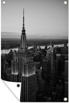 Tuinposter - Tuindoek - Tuinposters buiten - Manhattan - Empire State Building - Zwart - Wit - 80x120 cm - Tuin