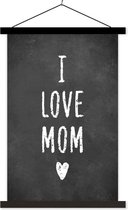 Porte-affiche avec affiche - Affiche scolaire - Proverbes - Citations - Mère - J'aime maman - 40x60 cm - Lattes noires