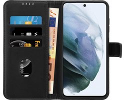 ShieldCase telefoonhoesje geschikt voor Apple iPhone 13 Mini bookcase - zwart - Hoesje met pasjeshouder - Boekje Book Case - Boekhoesje leer - Lederen beschermhoesje - Leder bookcase hoesje met pashouder
